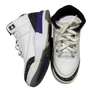 Air Jordan 3 Retro "Dark Iris" sneakers size 12C kid (white+purple)
